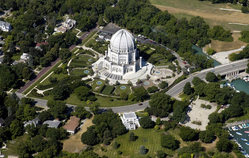 Bahai Temple, aerial view