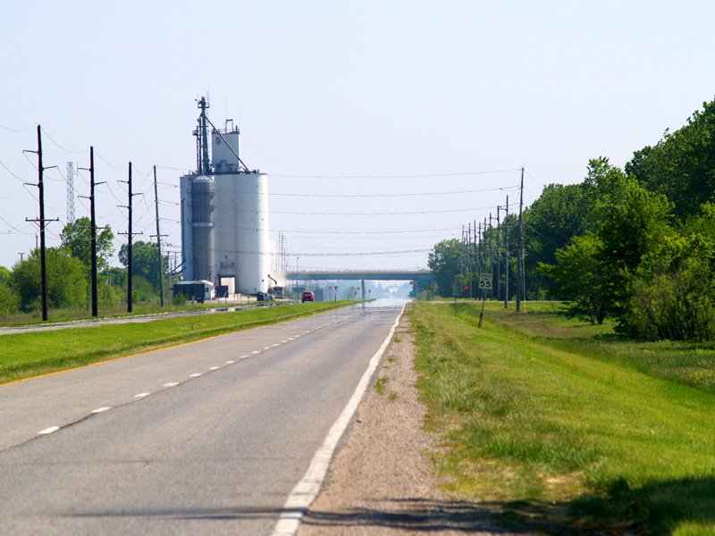 Old Route 66 passes beneath its replacement