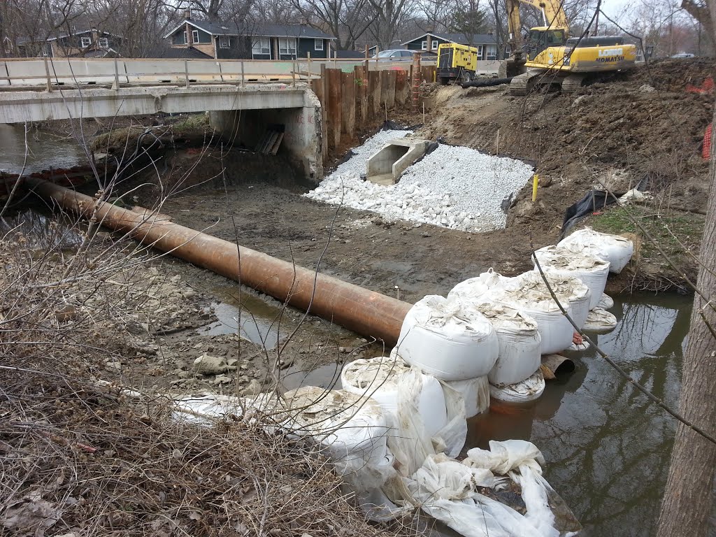 Cofferdam at Willow Road and Middle Fork of North Branch Chicago River