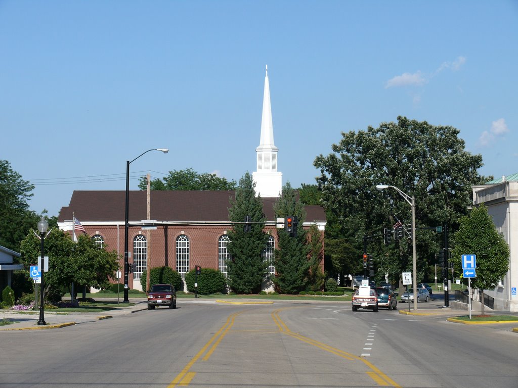 Route 6 with Congregational Church, Peru, IL