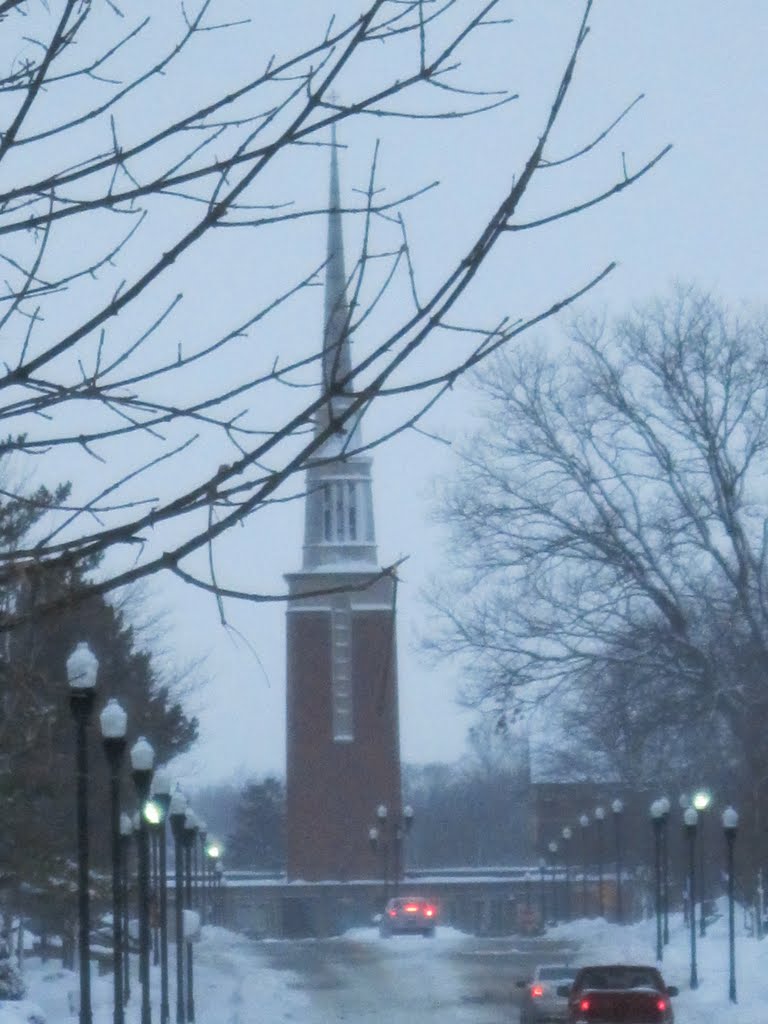 Snowy day on the Anderson University campus