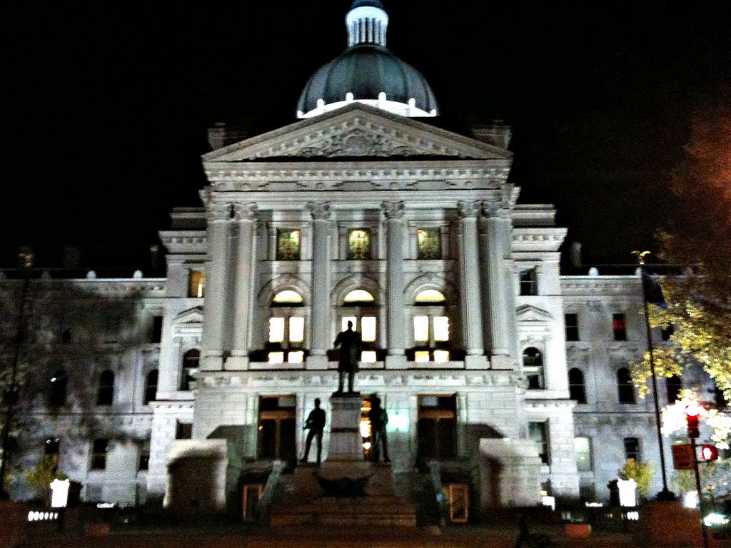 Indiana State House at night