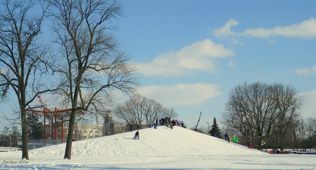 Millrace Park in snow