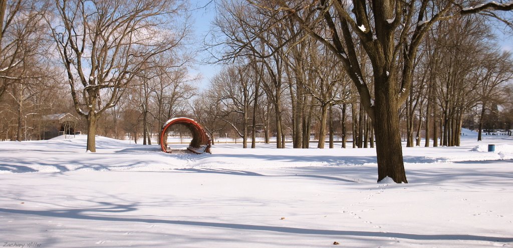 Millrace Park in snow