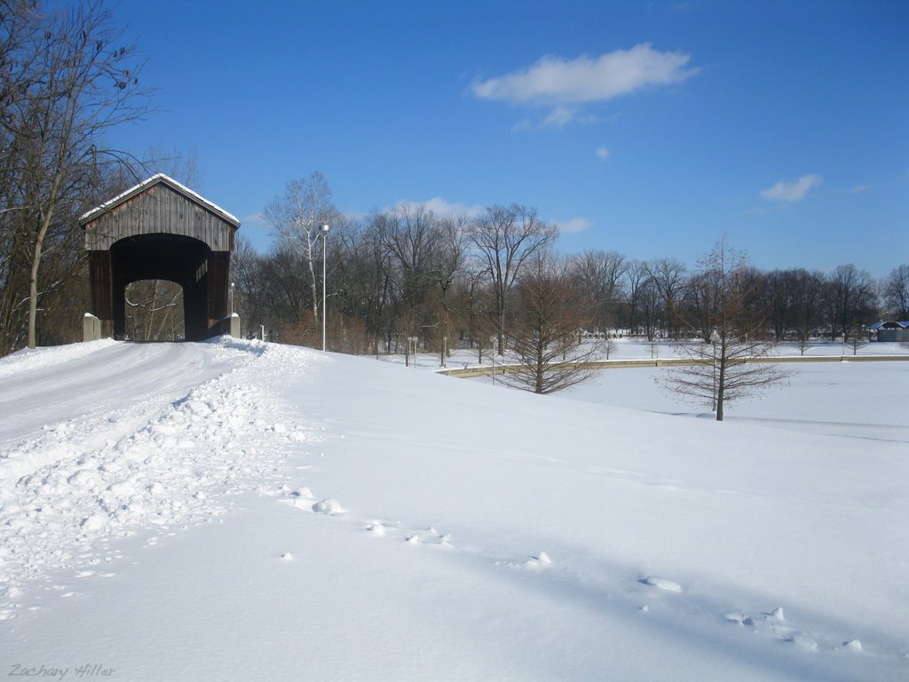 Millrace Park in snow