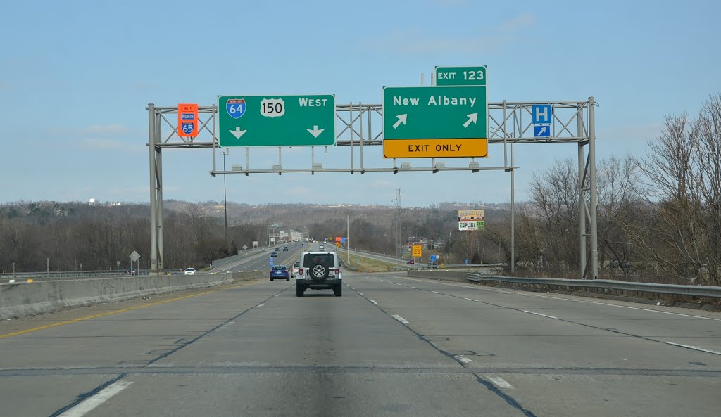 Exit for New Albany off Interstate 64, Westbound