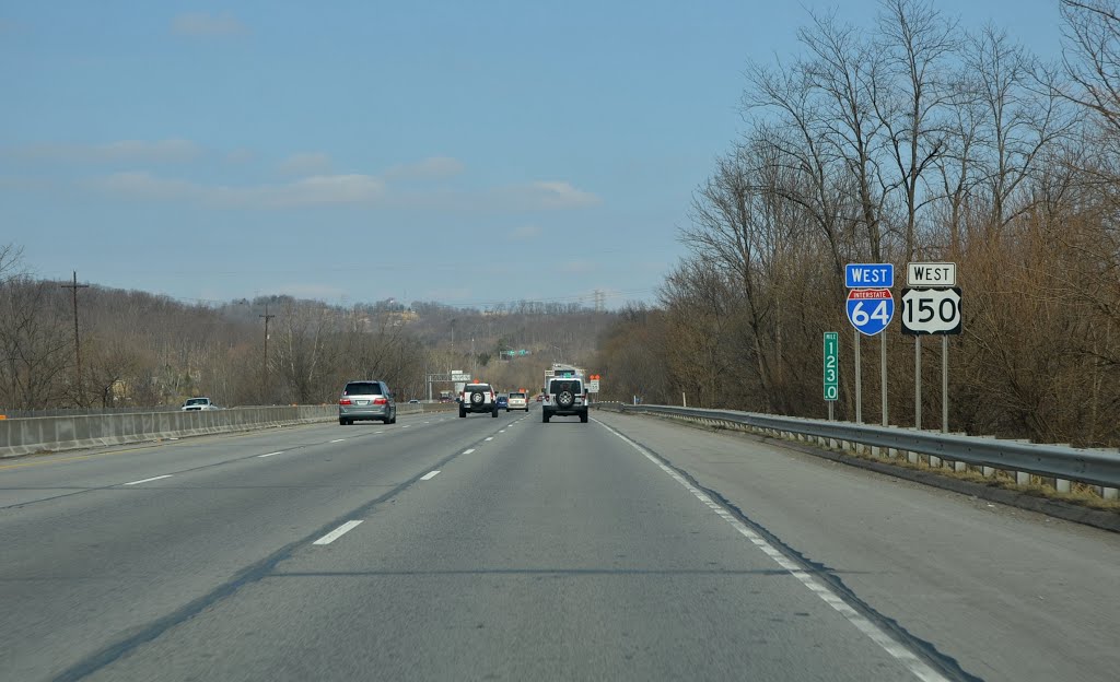 Westbound on Interstate 64/U.S. Route 150, New Albany, Indiana