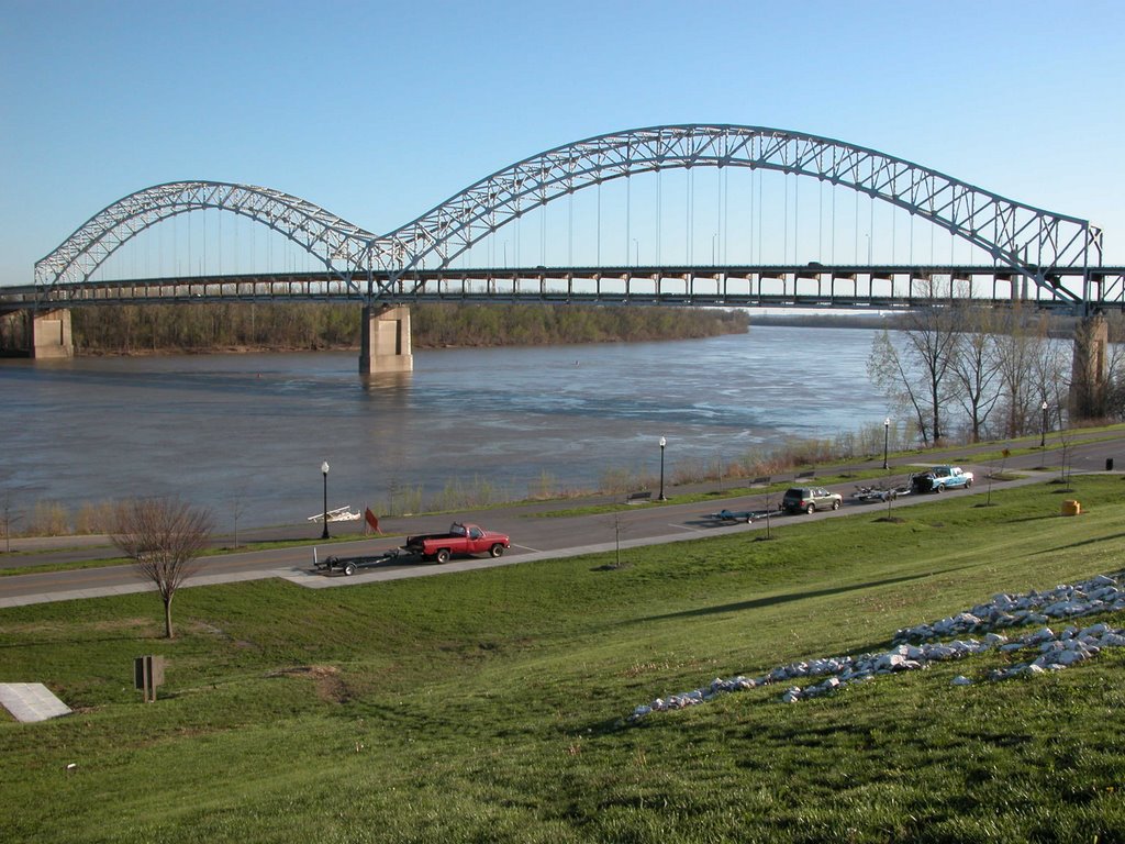 The Sherman Minton Bridge (I-64) over the Ohio River, Viewed from Jaycee Park in New Albany, Indiana