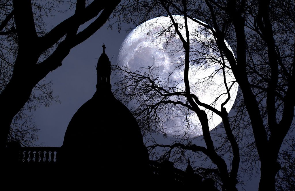 Full Moon Over Sacred Heart Dome