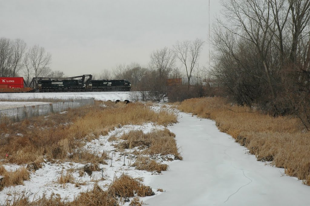 Grand Calumet River & Norfolk Southern Rail Line in Winter