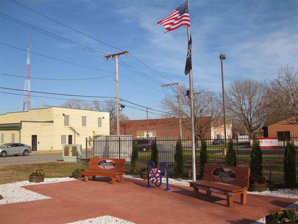 New Veterans Memorial Lyman at Douglas Junction of Erie Lackawanna and Monon Trails