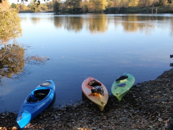 Kayaks on the American River