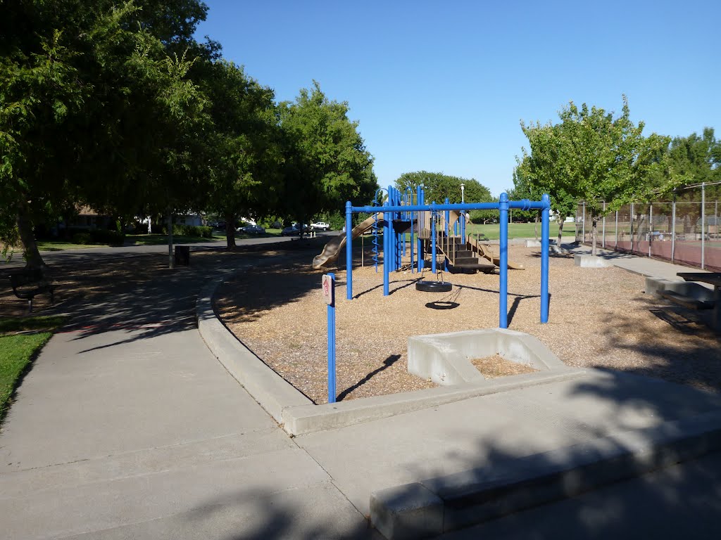 Kids play structures in Crabtree Park