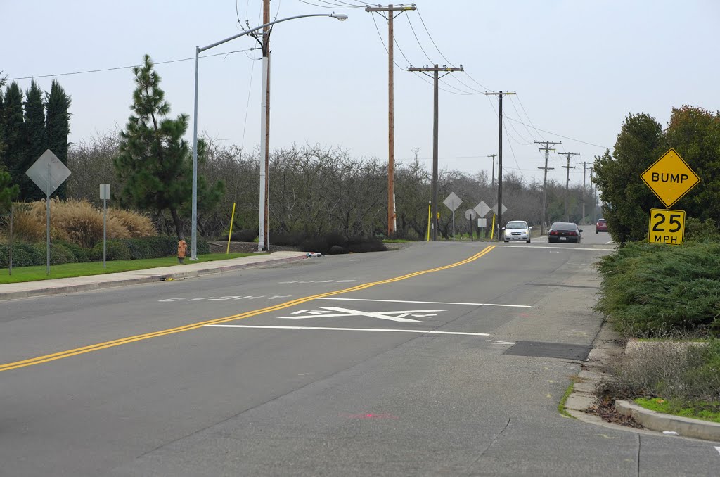 Where the old Tidewater Southern Railroad tracks crossed Bangs Ave and headed north out of Modesto towards Escalon, 12/2012