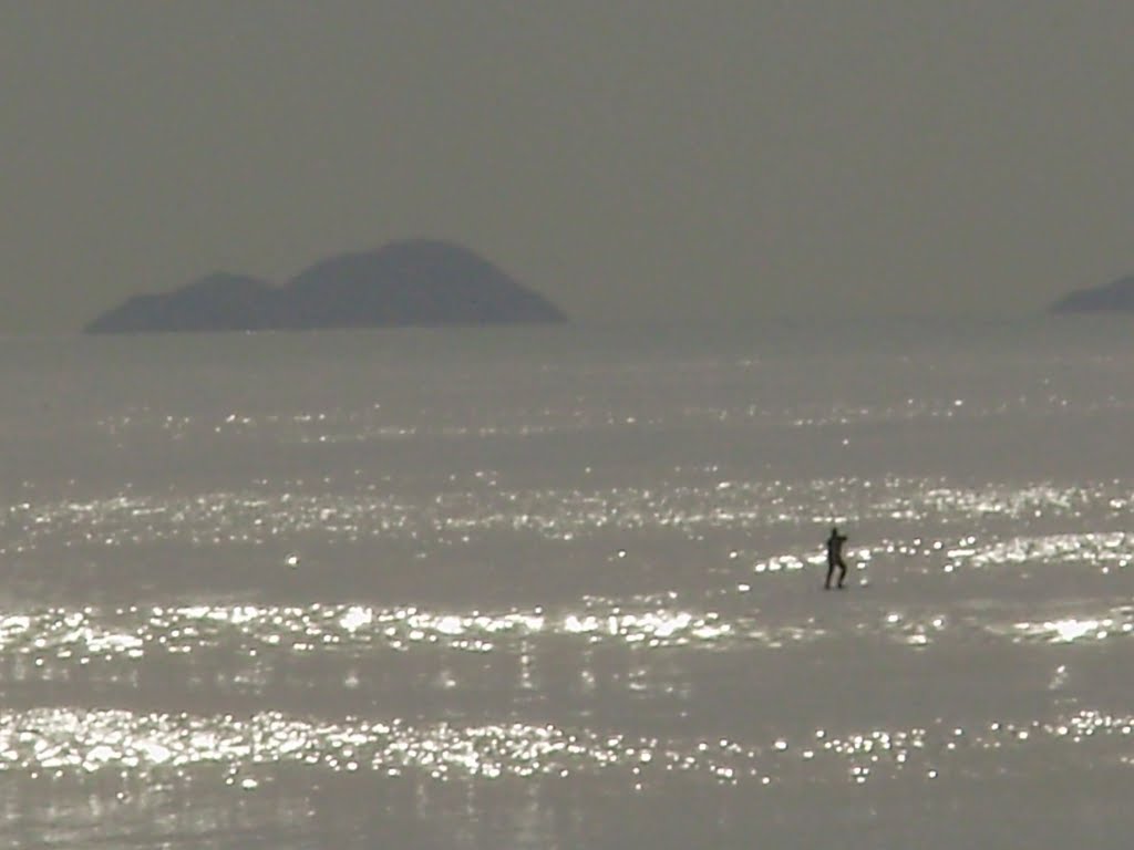 Coronado Islands of Mexico from Imperial Beach, CA and Paddle Boarder