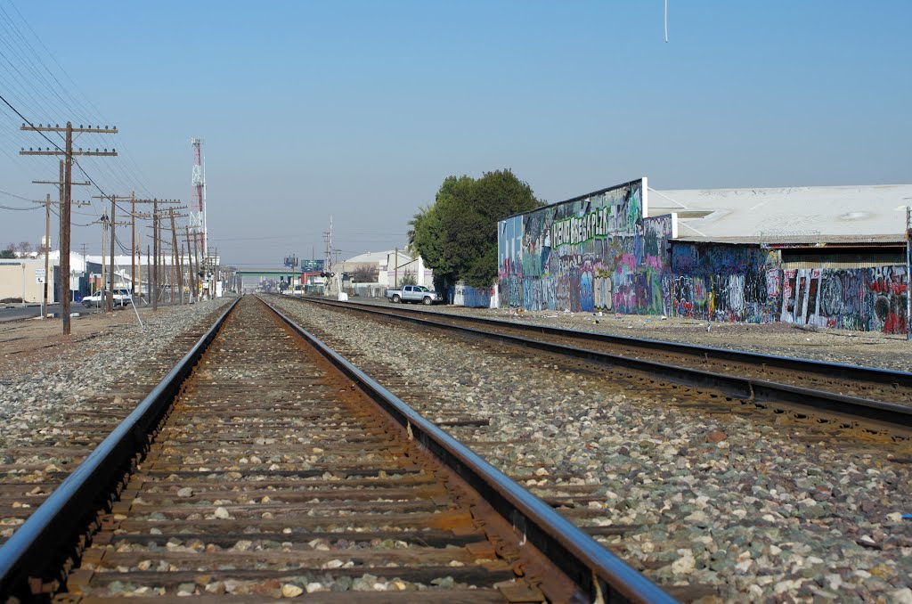 Looking down the Union Pacific Tracks near E Florence Ave, 1/2013