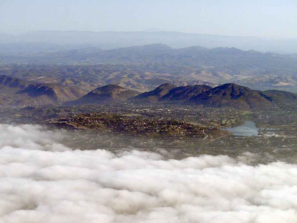 Lake Murray and Cowles Mountain - aerial view