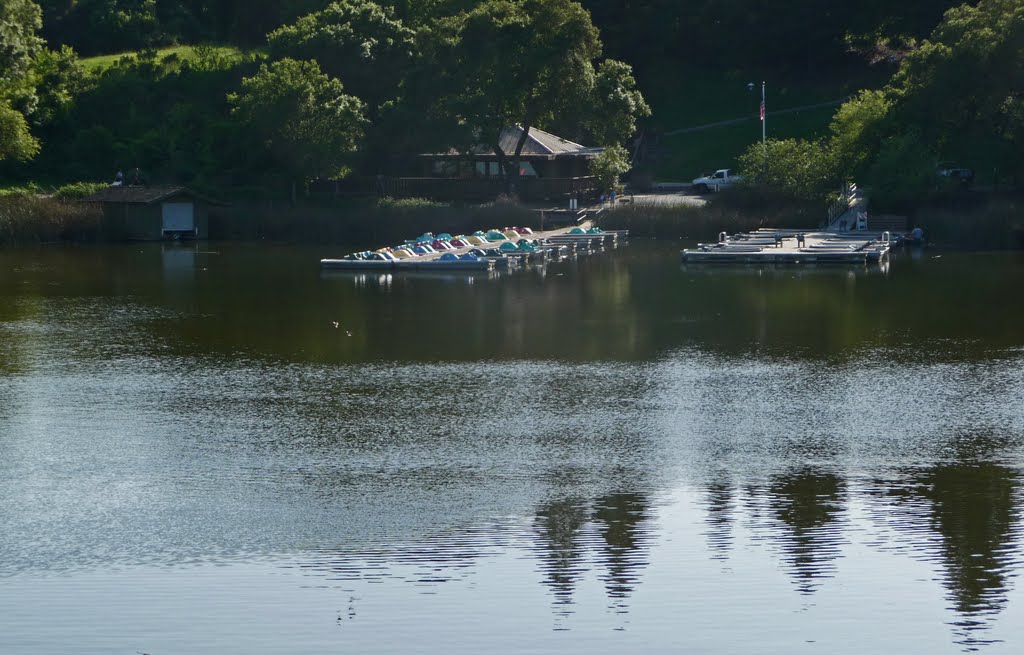 Lafayette Reservoir Boats in Late Afternoon from Spectacle Point