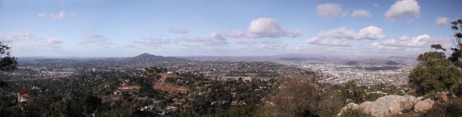 View north from Mt. Helix, La Mesa, CA towards Cowles Mountain