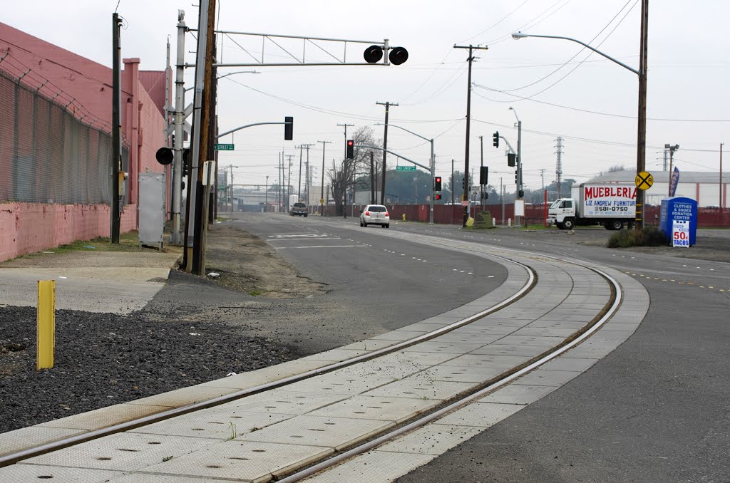 The Union Pacific tracks that spur off of the main line and head down B St, 12/2012
