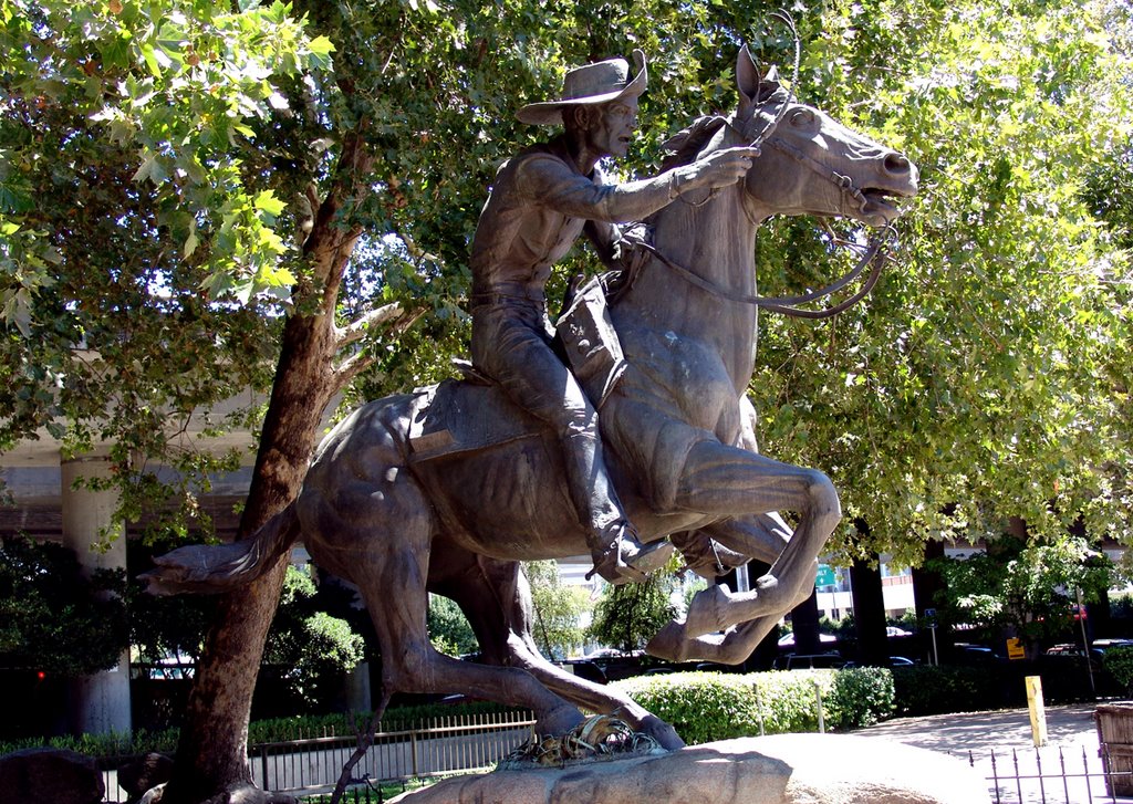 The Pony Express sculpture in Old Sacramento