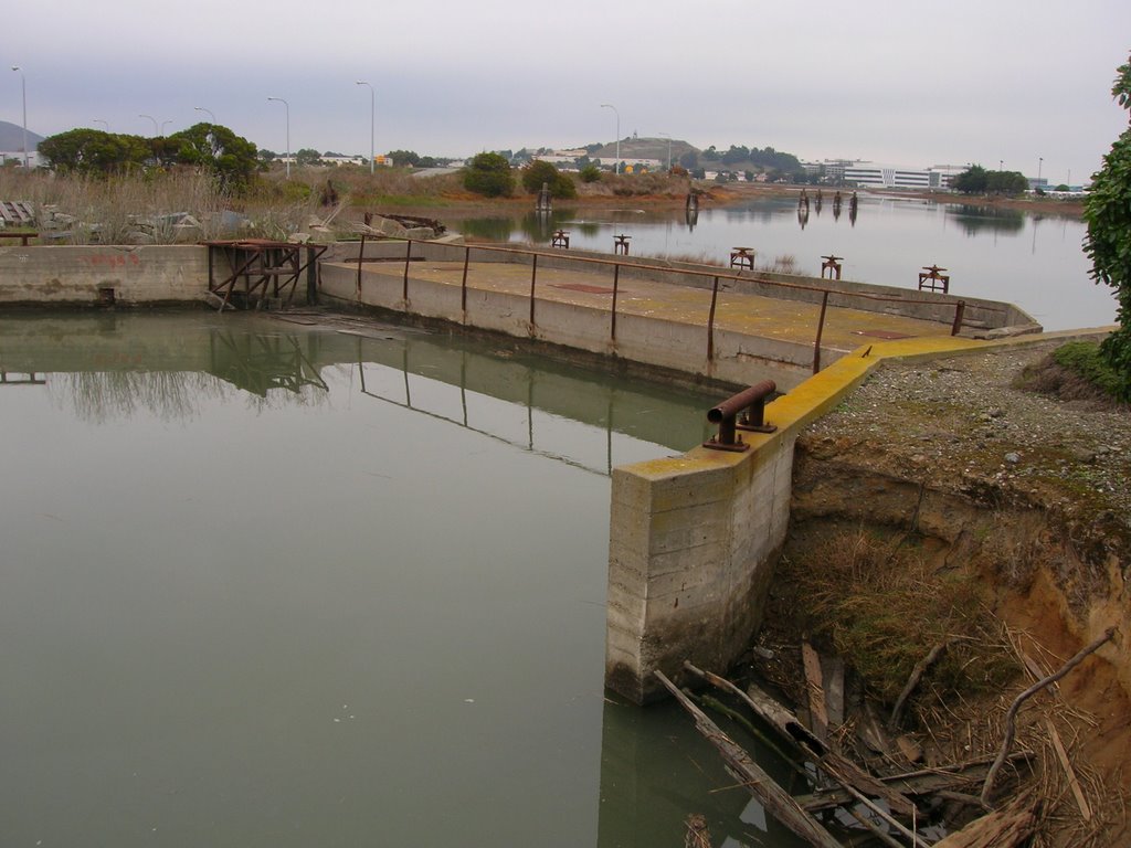 BEL AIR SHIPYARDS. FLOATING CONCRETE CASSION CLOSING OFF THE ENTRANCE TO BASIN 4.