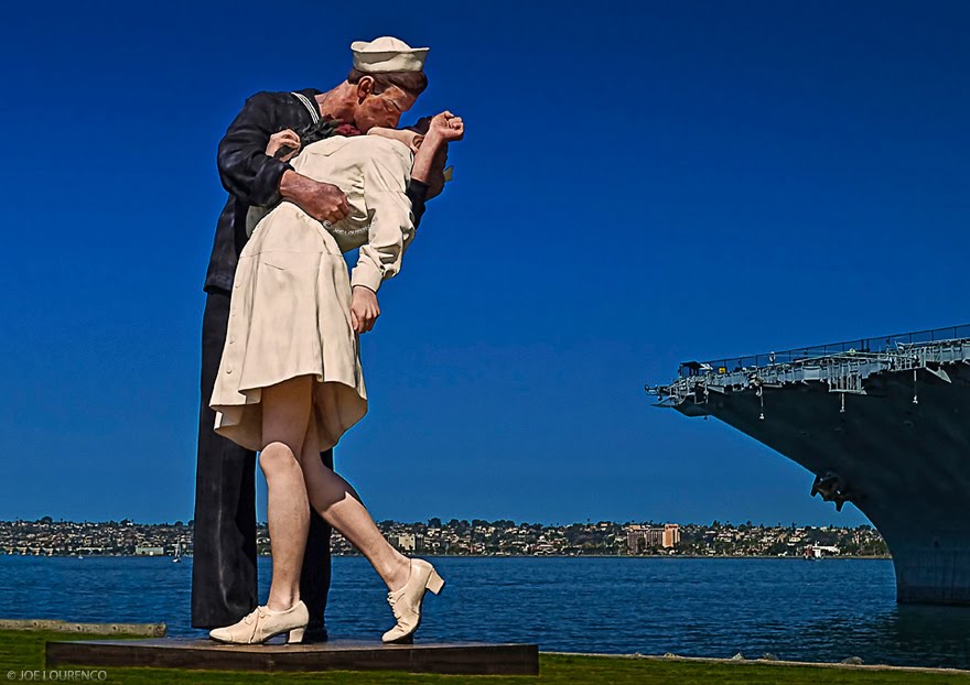San Diego California Unconditional Surrender Statue Next to the Midway Museum