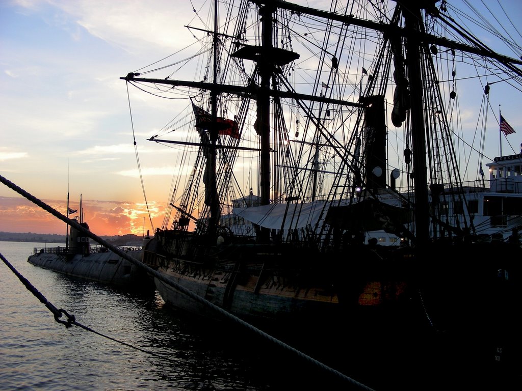 Tall Ship and Submarine at San Diego Maritime Museum