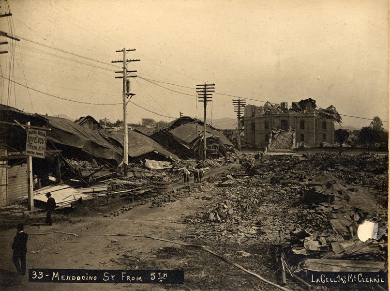1906 - Mendocino St as seen from 5th, source - Sonoma County Library
