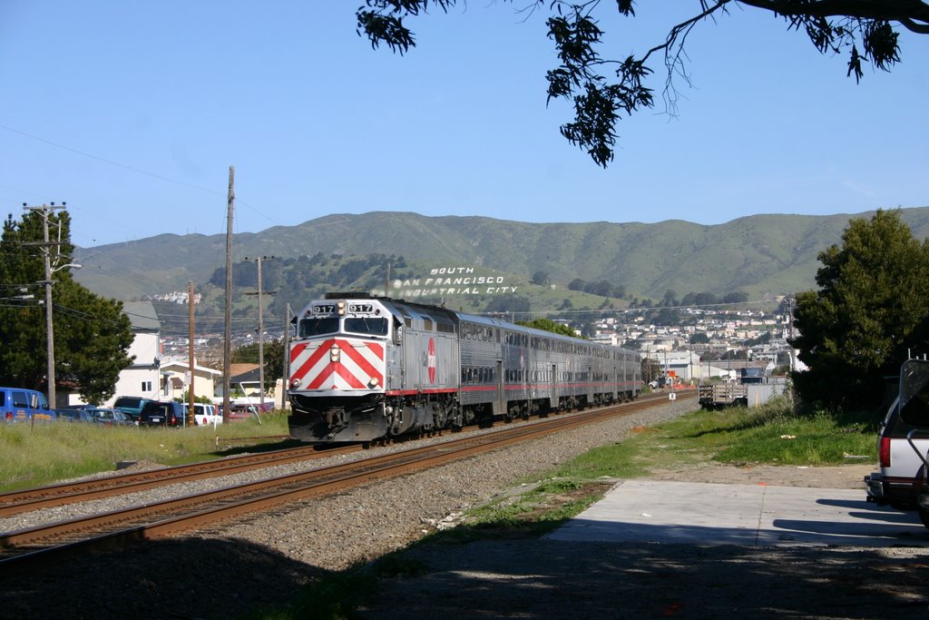 Northbound Caltrain in San Bruno