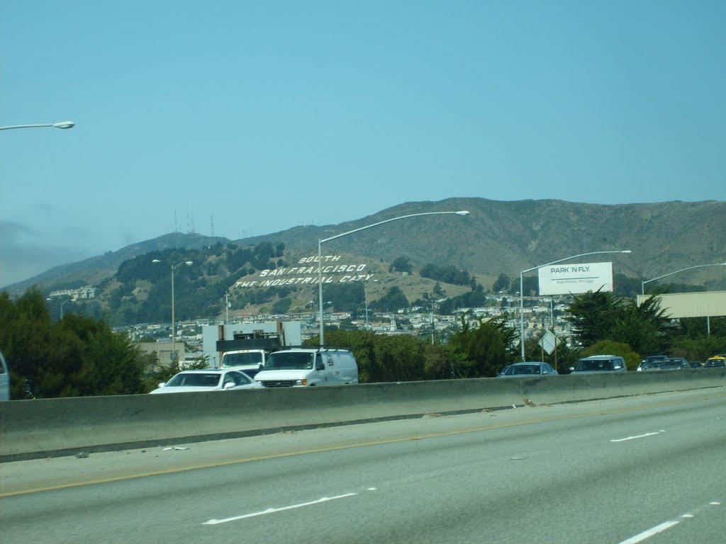 Driving down Highway 101 into San Francisco
