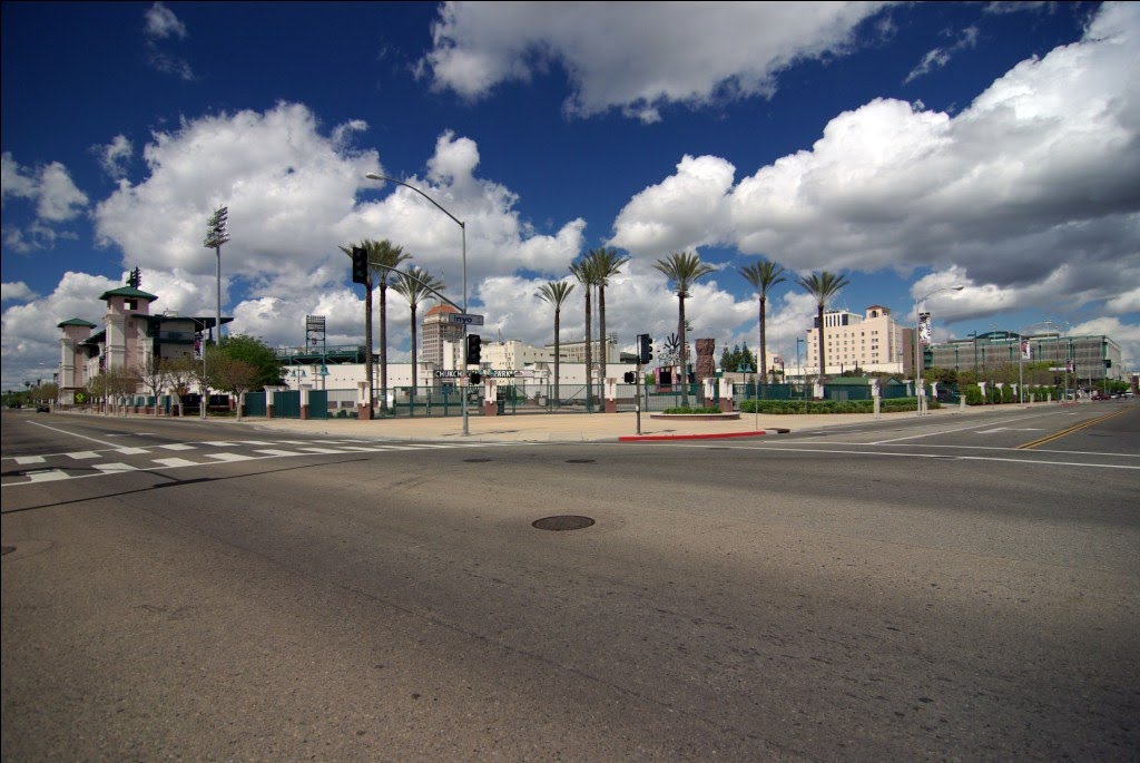 Home of the Fresno Grizzlies AAA Baseball Club, Looking NE from Inyo & H, Fresno CA, March 2010
