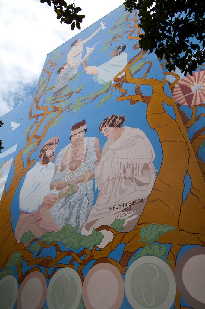 Mural on the side of Hugh M. Burns State Building, 4/2011