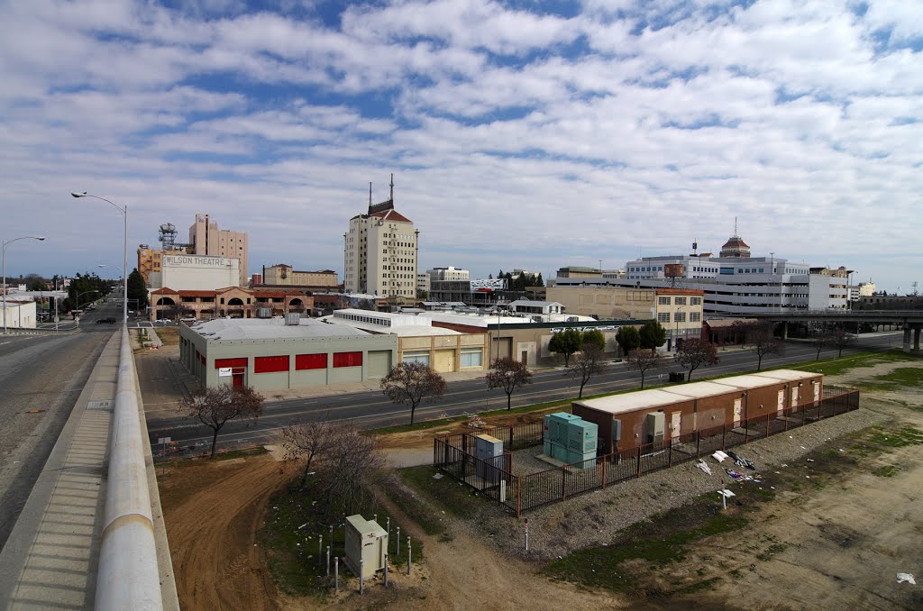 Downtown Fresno from the Stanislaus overpass, 2/2013