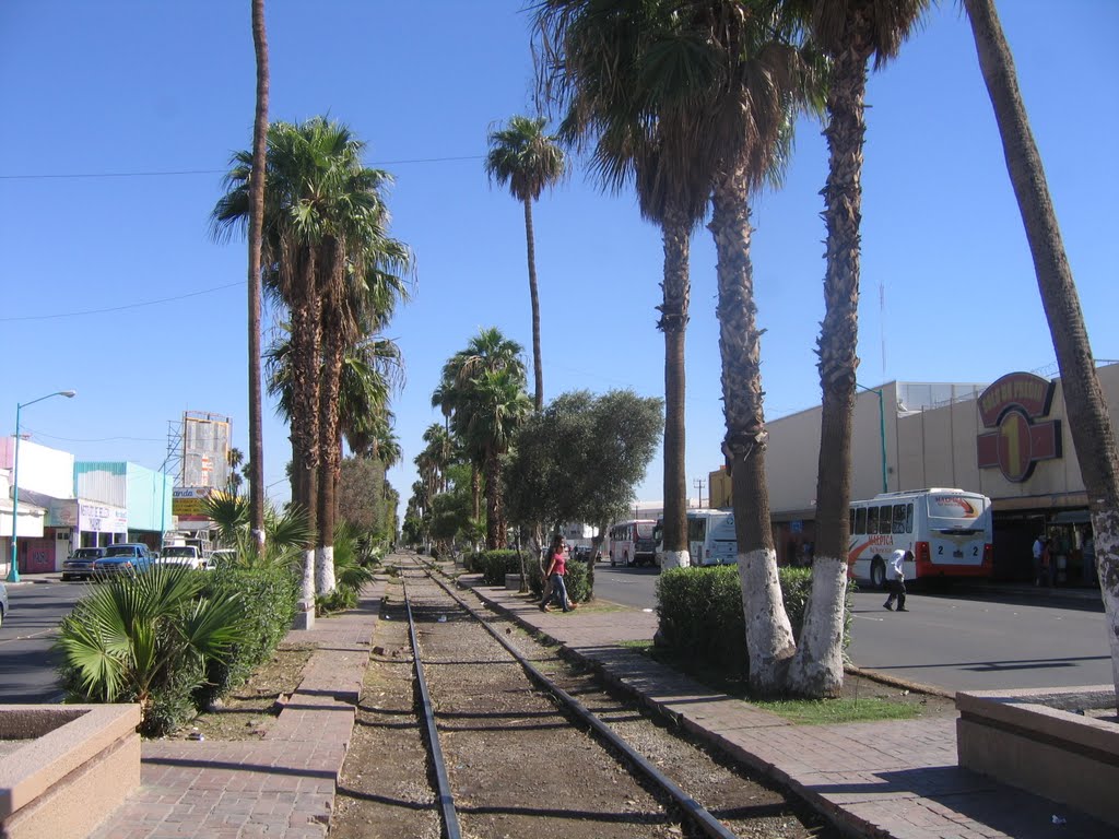 Mexicali vía de ferrocarril sobre avenida Adolfo López Mateos