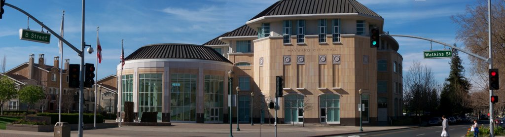 Hayward City Hall as seen from B street