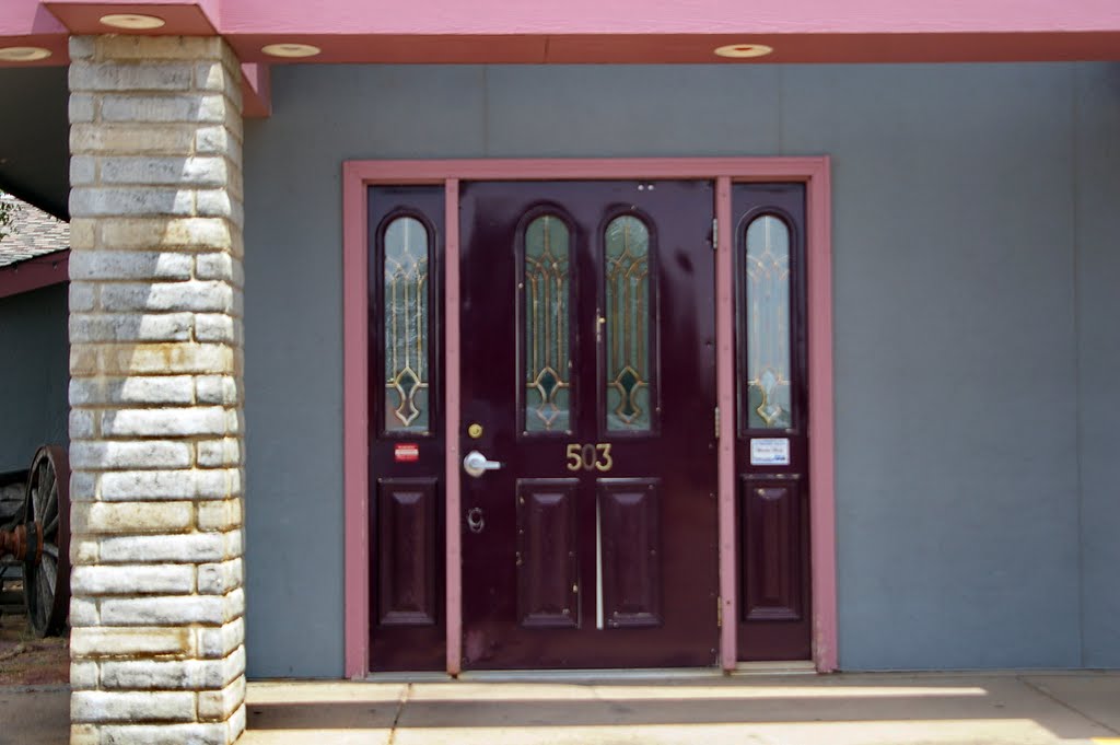 2011, Dodge City, KS, USA - doorway to Caseys