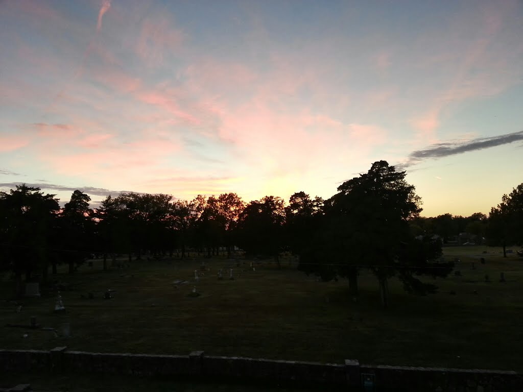 Sunset over the cemetery