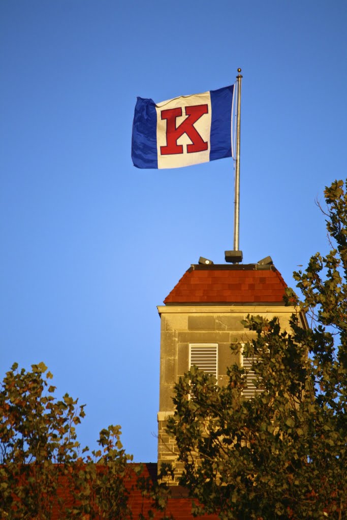 University of Kansas Flag atop Fraser Hall
