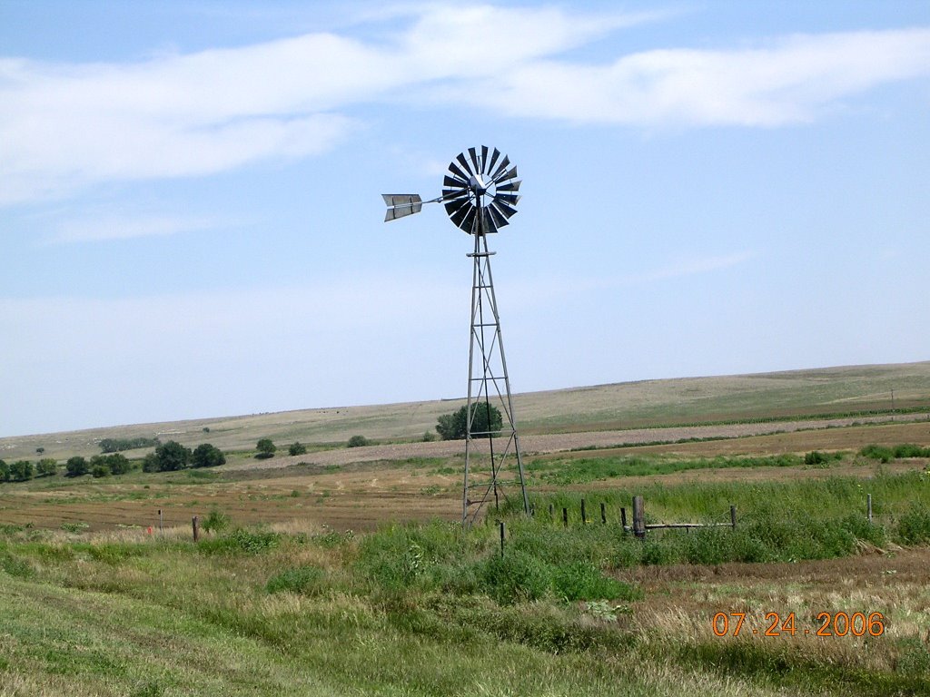 A windmill in rural Kansas along Highway 383