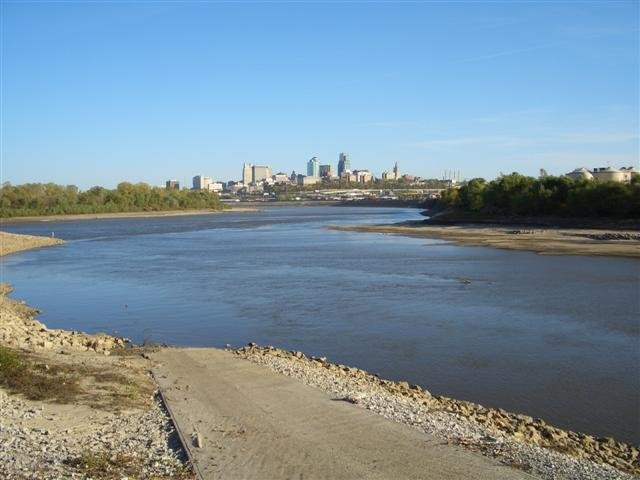 Kaw Point boat ramp,Kaw River into Missouri,downtown Kansas City, MO