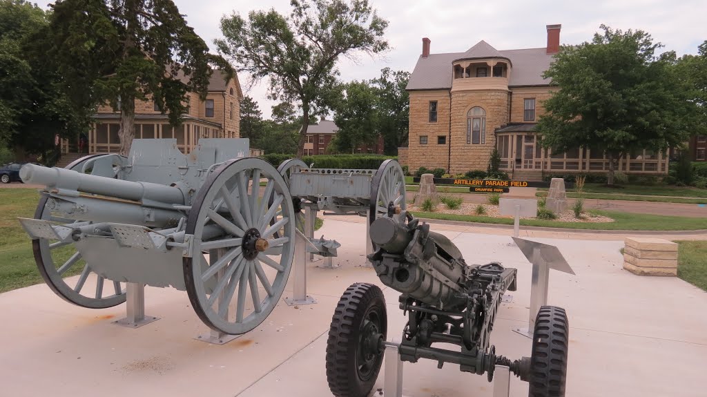 Horse-drawn guns on 1890 parade ground addition to Fort Riley, KS