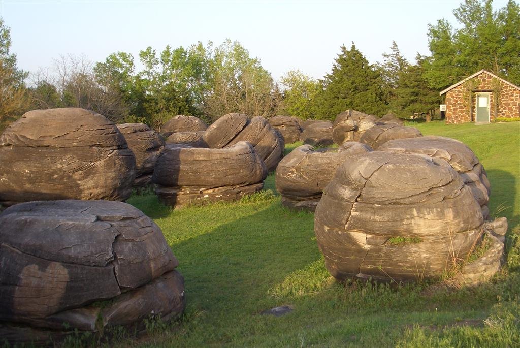Rock City, group of large concretions, Minneapolis, KS