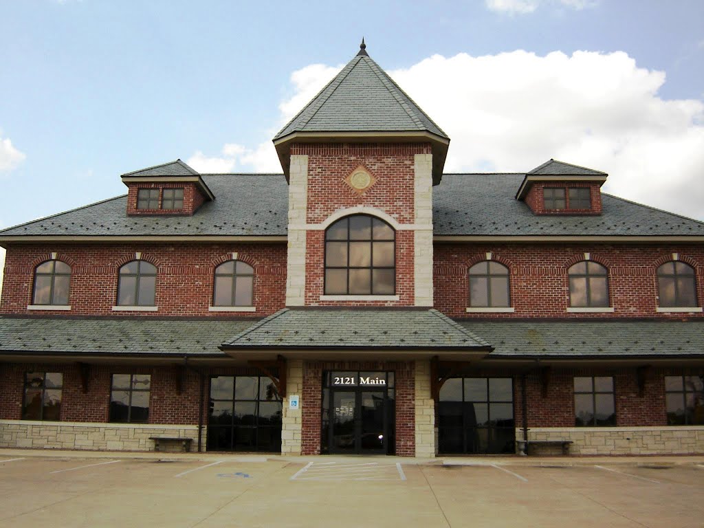 Bank in downtown Parsons, Kansas constructed to resemble the old Katy Railroad Depot
