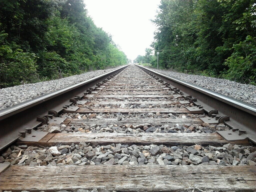 Looking north along the railroad tracks towards Parsons, Kansas.