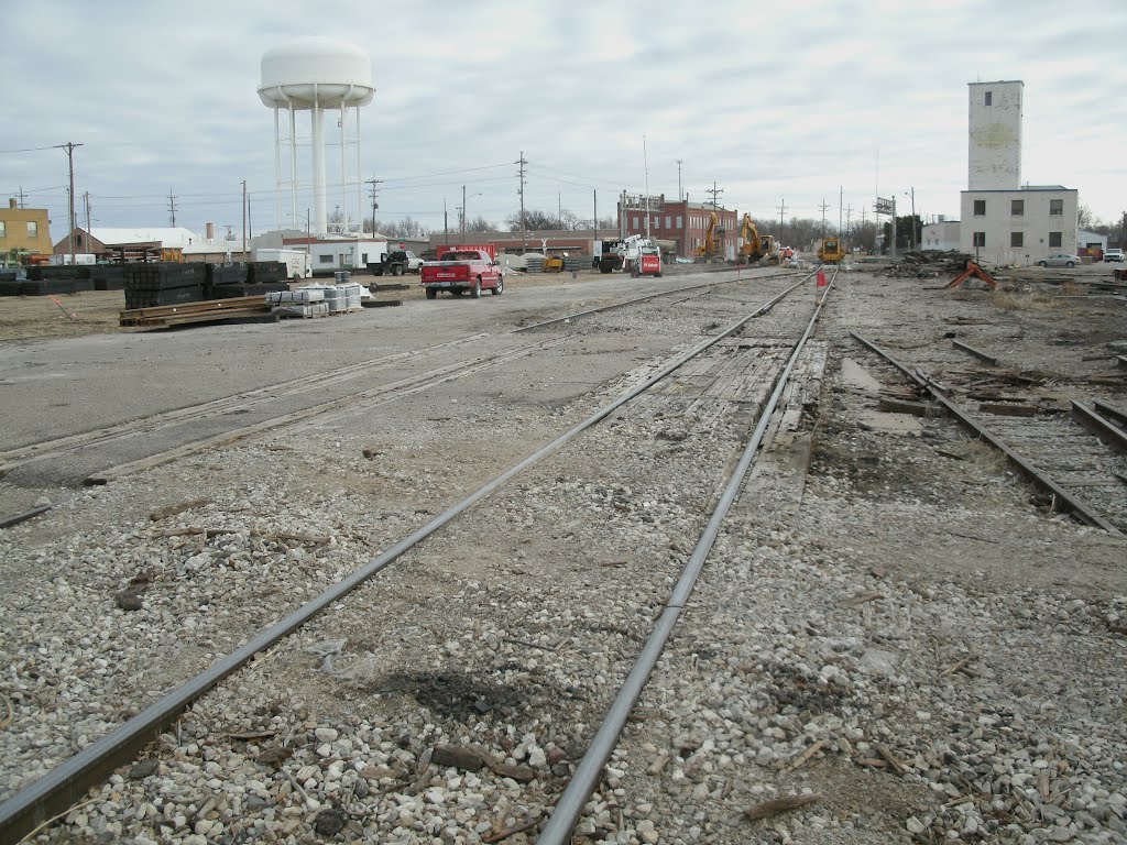 Santa Fe Ave., Railroad repair, from the West. Salina Kansas, January 12, 2012