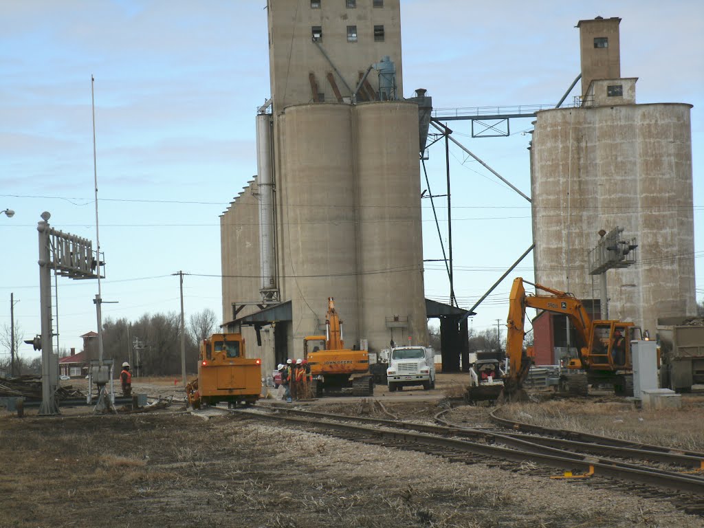 Santa Fe Ave., Railroad repair, from the East. Salina Kansas, January 12, 2012
