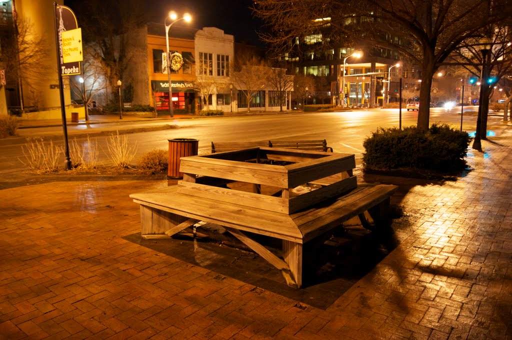 Empty benches.