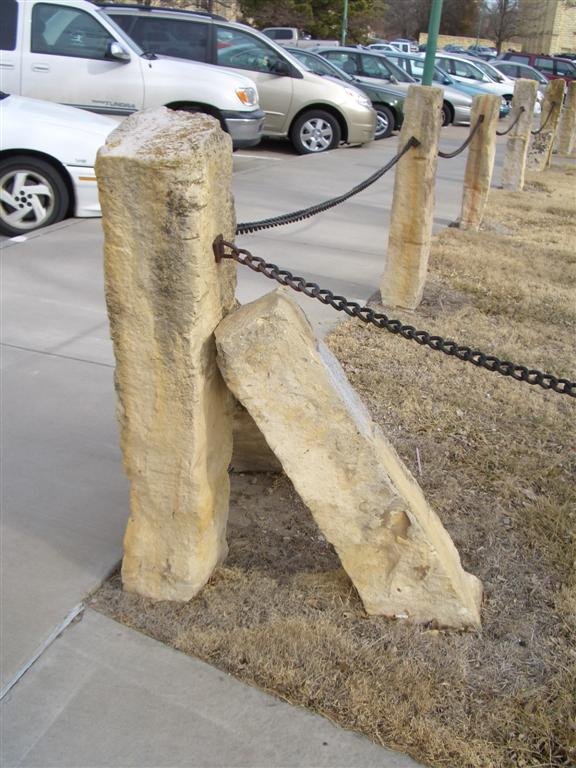 limestone fenceposts on Fort Hays State campus, Hays, KS