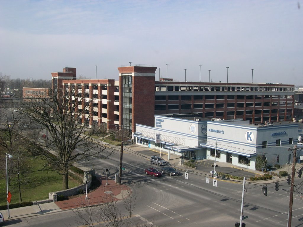 Kennedy Bookstore and a parking garage